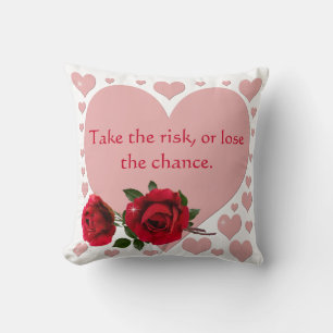 Coussin Prenez La Citation De Risque Coeurs Roses Roses Ro