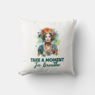 Coussin Prenez un moment pour respirer Zen Flowers Yoga Gi