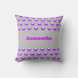 Coussin Prénom Moderne Géométrique à Points Violet