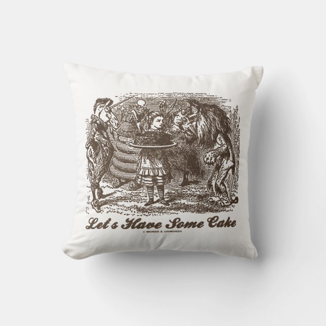 Coussin Prenons le gâteau Alice Unicorn Lion Wonderland (Recto)