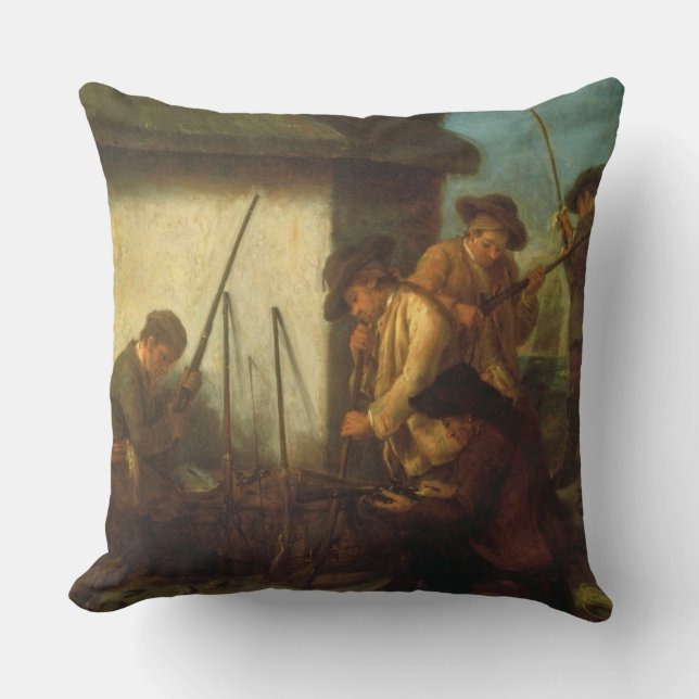 Coussin Préparant les armes à feu (huile sur la toile) (Recto)