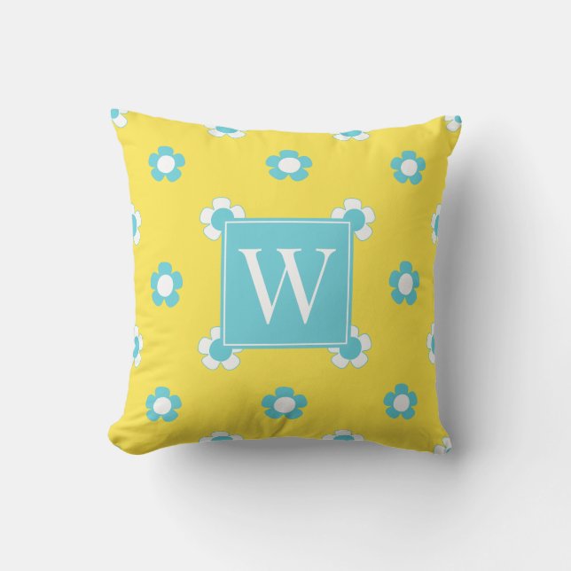 Coussin Préparation champ de marguerites – Monogramme jaun (Recto)
