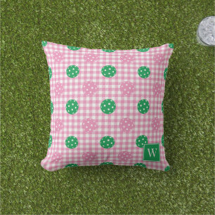 Coussin Préparation de Pickleball à Carreaux – Rose & Vert