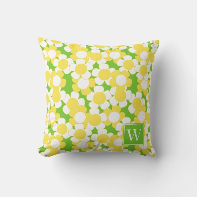 Coussin Préparation Fleur de Daisy - Monogramme Jaune et C (Recto)