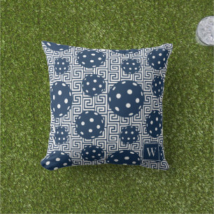 Coussin Préparation Pickleball Clé Grecque – Nuit & Blanc
