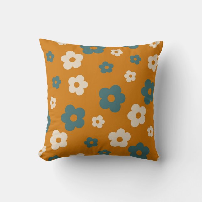 Coussin Preppy Brown bleu Hippie Motif (Recto)