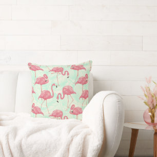 Coussin Preppy Chic Elegant Pink Flamingo Motif
