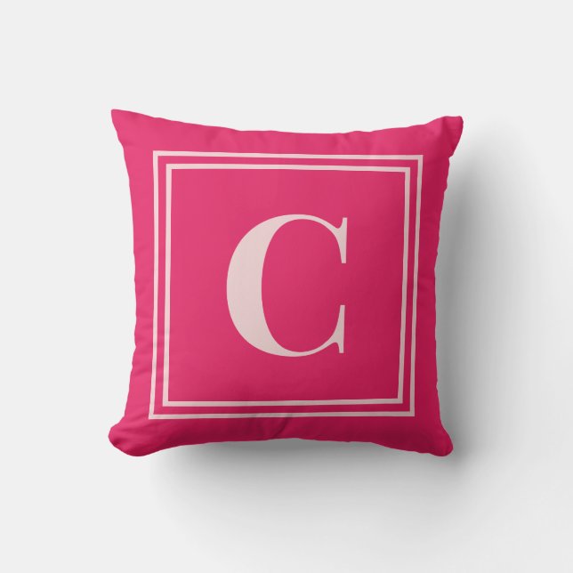 Coussin Preppy Pink Monogram Dorm Room Pillow – Classic (Recto)