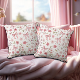Coussin Preppy Rose Bow et Fleurs