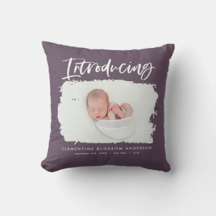 Coussin Présentation d'une photo de naissance minimale élé