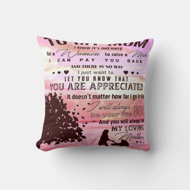 Coussin Présentation spéciale pour maman | Lettre à ma mèr (Recto)