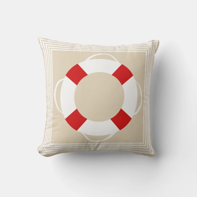 Coussin Préserver la vie nautique et Taupe de sable (Recto)