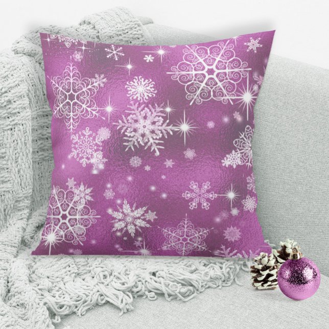 Coussin Prettiest Snowflakes Motif Orchid rose ID846 (Créateur téléchargé)