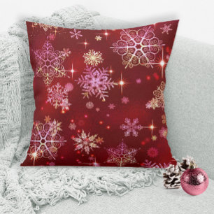 Coussin Prettiest Snowflakes Motif Red ID846