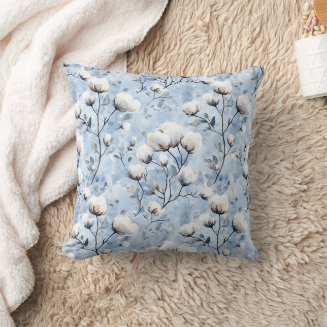 Coussin Pretty Light Blue White Floral (Couverture)