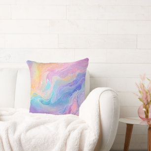 Coussin Pretty Pastel Aquarelle Rainbow Liquid Pour Art