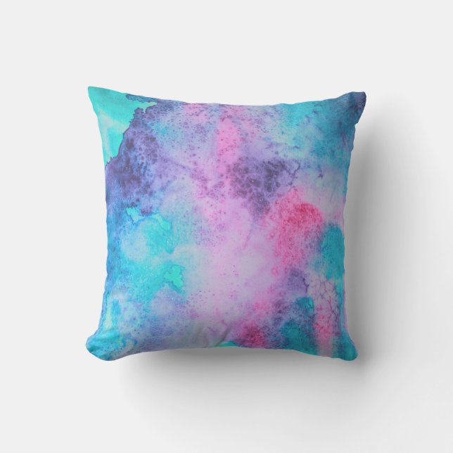 Coussin Pretty Pink Blue Purple Salty Watercolor (Recto)