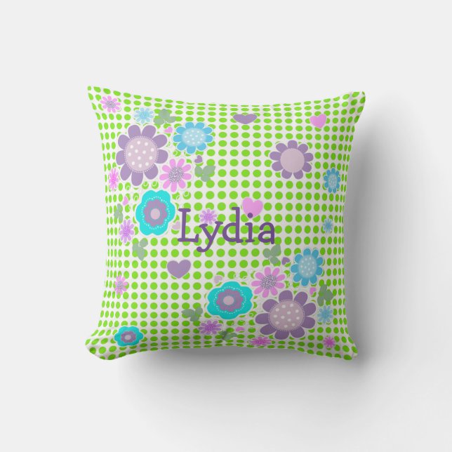 Coussin Pretty Polka Dot Whimsy Floral Impression personna (Recto)