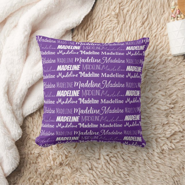 Coussin Pretty Purple Customizable Name Collage (Couverture)