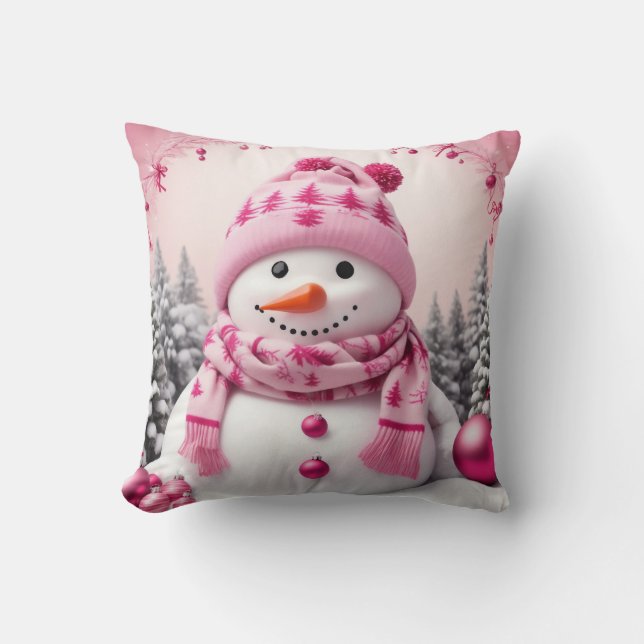 Coussin Pretty Rose Xmas Snowman (Recto)