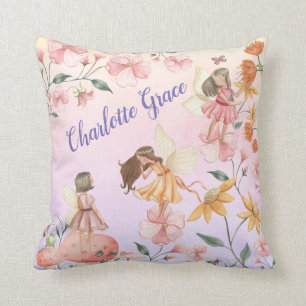 Coussin Pretty Spring Floral Garden Fairy Girl Nursery