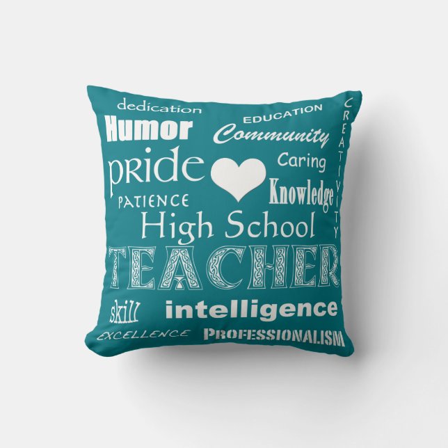 Coussin Pride Enseignant Lycée-Coeur Blanc+Personnalisable (Recto)