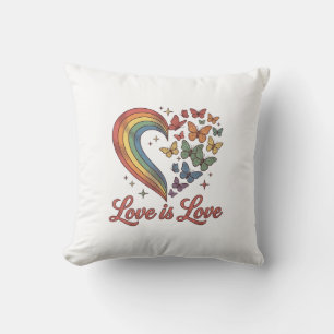Coussin Pride Papillon Cœur L'Amour Est L'Amour Conception