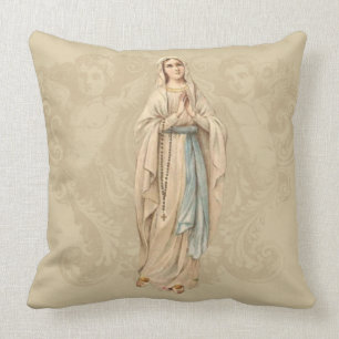 Coussin Prière catholique Notre-Dame des Anges de Lourdes