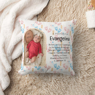 Coussin Prière chrétienne pour bébé personnalisée