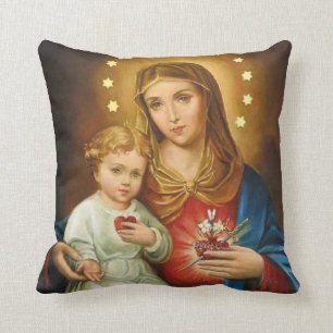Coussin Prière impeccable d'anges de Mary Fatima de coeur