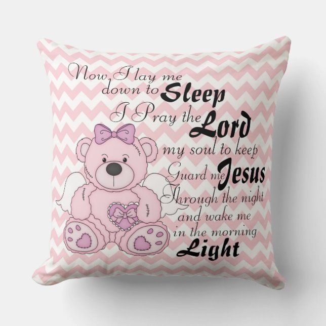 Coussin Prière Ours d'ange et Chevron Motif/Oreiller à lan (Recto)