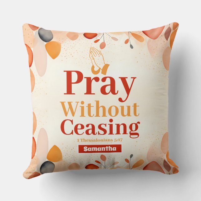 Coussin Prière personnalisée sans cesser Boho Christian (Verso)