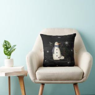 Coussin primitif de bonhomme de neige de pays