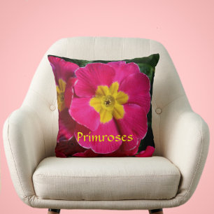 Coussin Primroses rose et jaune vif Botanique Floral