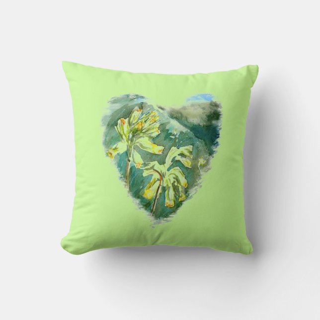 Coussin Primula Heart par Alexandra Cook (Recto)