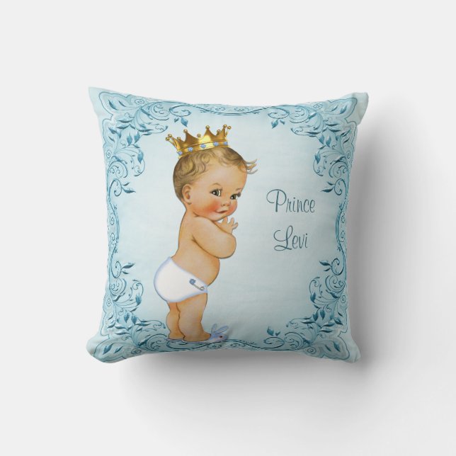 Coussin Prince blond personnalisé Blue Leaves (Recto)