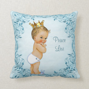 Coussin Prince blond personnalisé Blue Leaves
