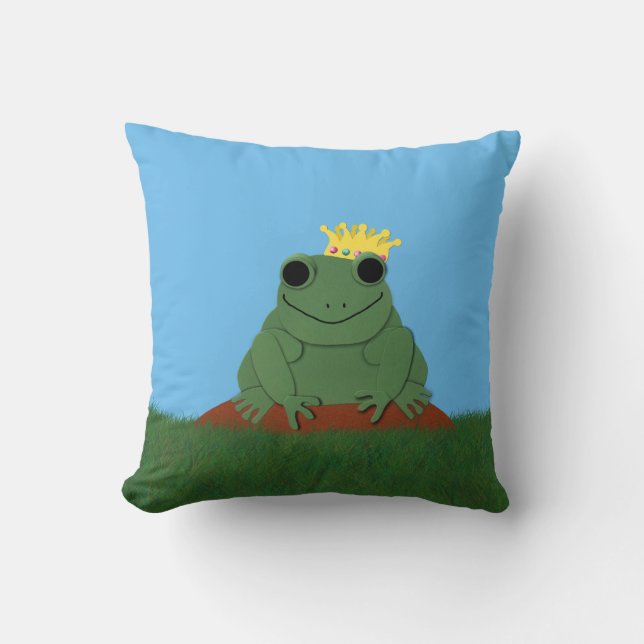 Coussin Prince de grenouille lunaire avec couronne (Recto)