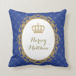 Coussin Prince Nursery Decor Pillow d'or de bleu royal