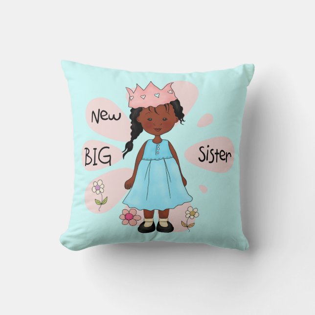 Coussin Princesse Big Soeur Africaine Américaine (Recto)