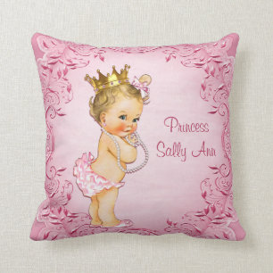 Coussin Princesse blonde personnalisée Glamorous Pink