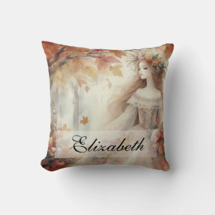 Coussin Princesse de automne vintage avec feuilles d'autom