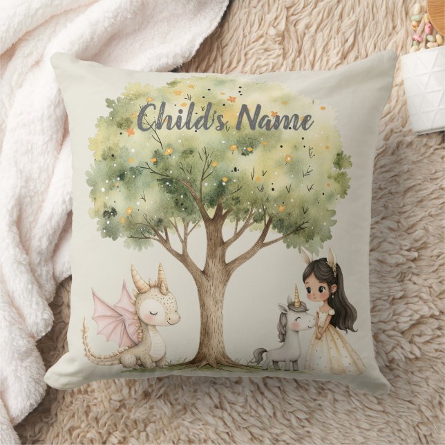 Coussin Princesse de conte de fées à l'aquarelle Fantaisis (Couverture)