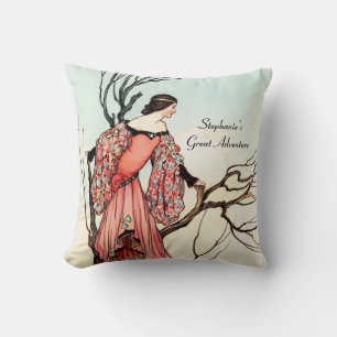 Coussin Princesse de conte de fées vintage livre d'histoir