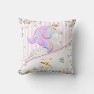 Coussin Princesse de licorne rose rayée
