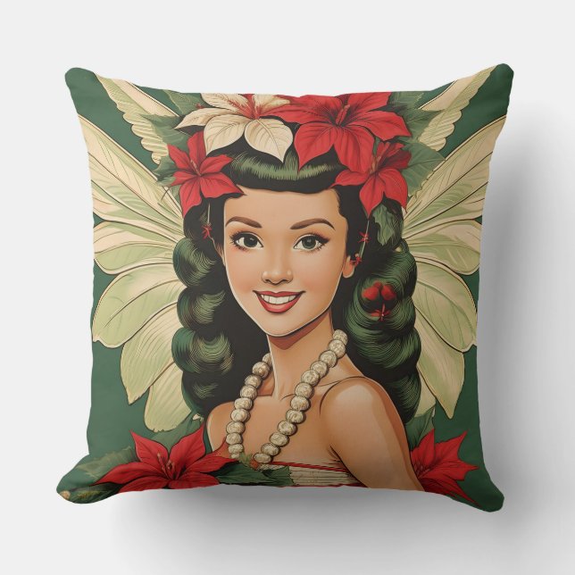 Coussin Princesse de Noël Tropical Rétro 50s (Recto)