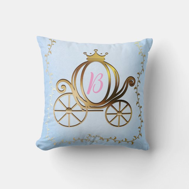 Coussin Princesse d'Or Carrosse Histoire Bleue (Recto)