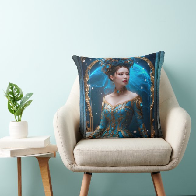 Coussin Princesse Du Rose Bleu Art IA par Xzendor7 (Chaise)