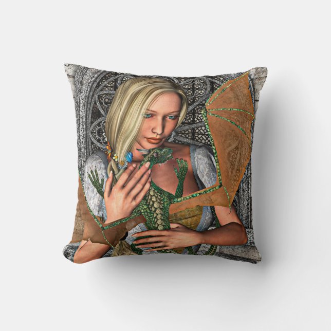 Coussin Princesse et Dragon (Recto)