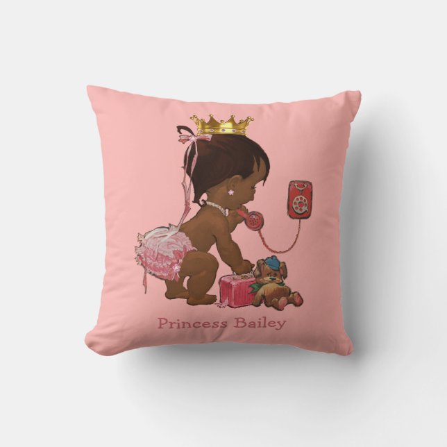 Coussin Princesse ethnique personnalisée sur téléphone Ted (Recto)